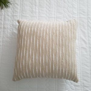 At Home 16"x16" Cream/White Patterned Patio Pillow